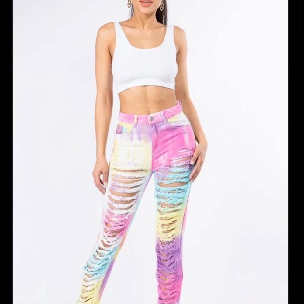 Colorful Distressed Jeans